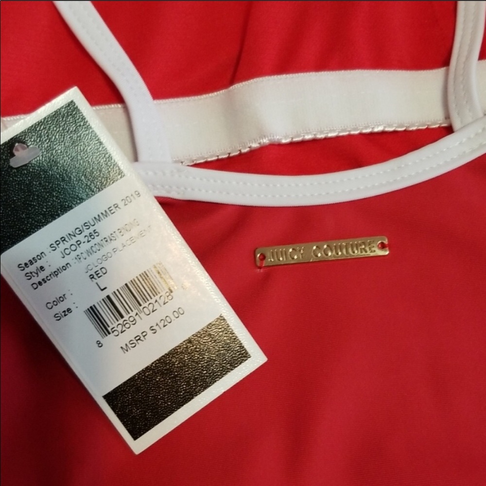 Juicy Coutre Red Logo Stripe One-Piece Swimsuit - Picture 2 of 9